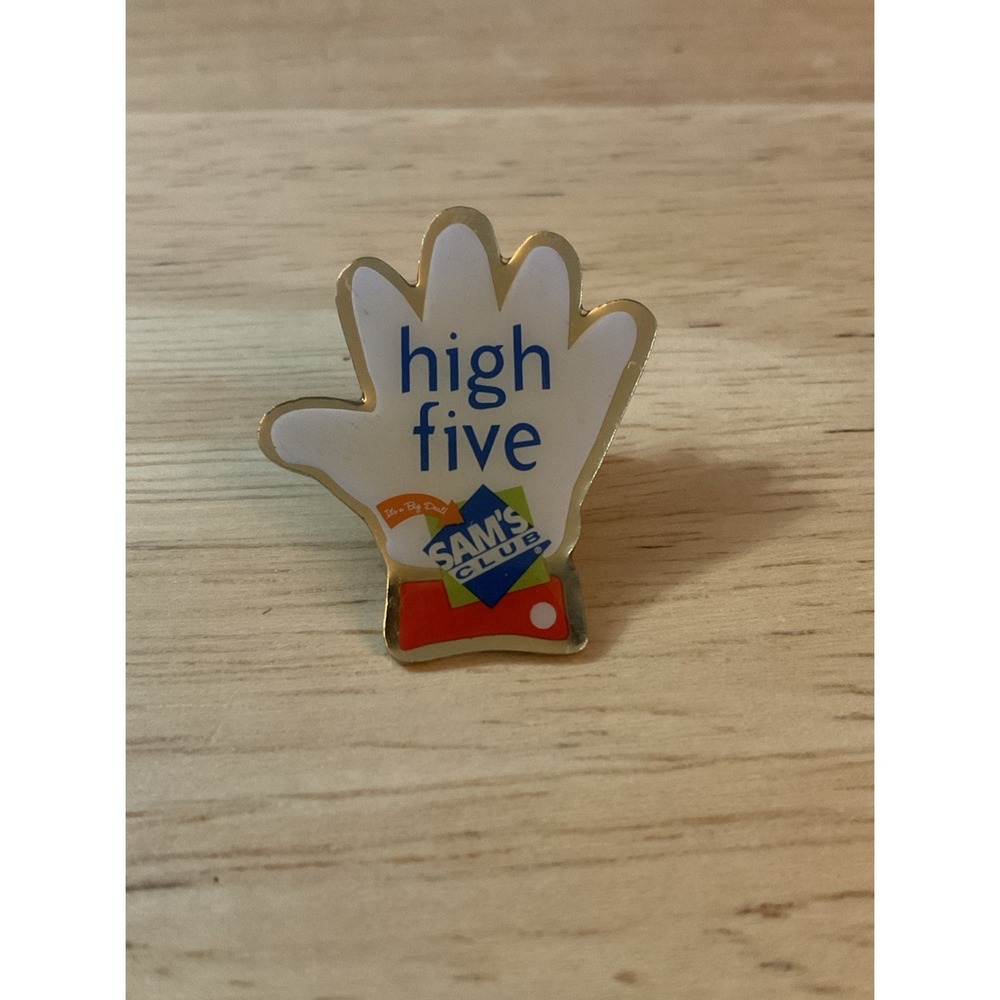 Sams Club High Five Lapel Pin Brooch Pinback Employee Recognition Gold Tone